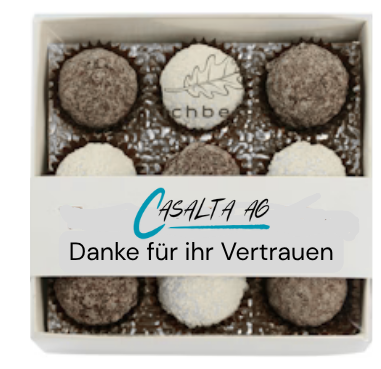 18 exklusiveTruffes mit Ihrem persönlichen Logo