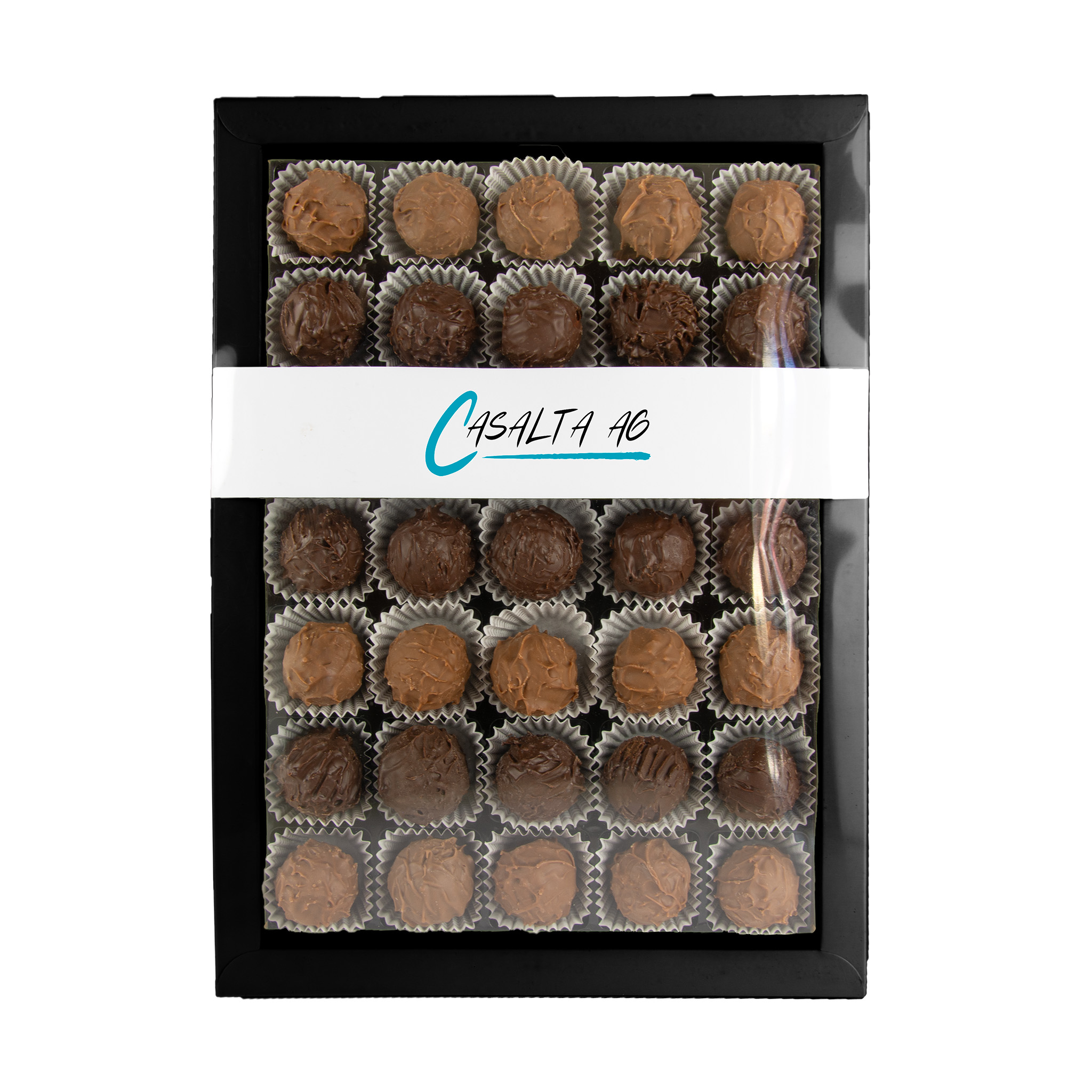 35 exklusive Truffes aus den Schweizer Alpen mit Ihrem persönlichen Logo