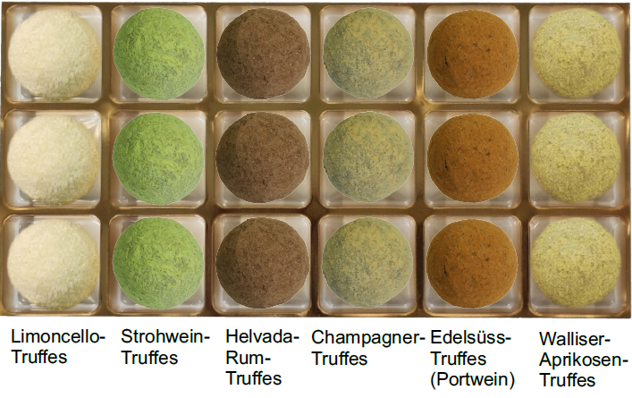 18 exklusive Truffes alkoholhaltig